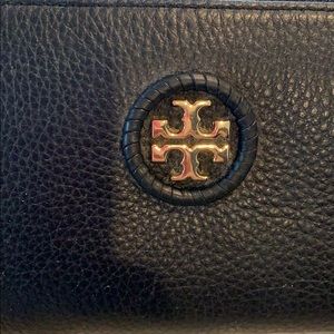 Tory Burch Black Leather Zippered Wallet